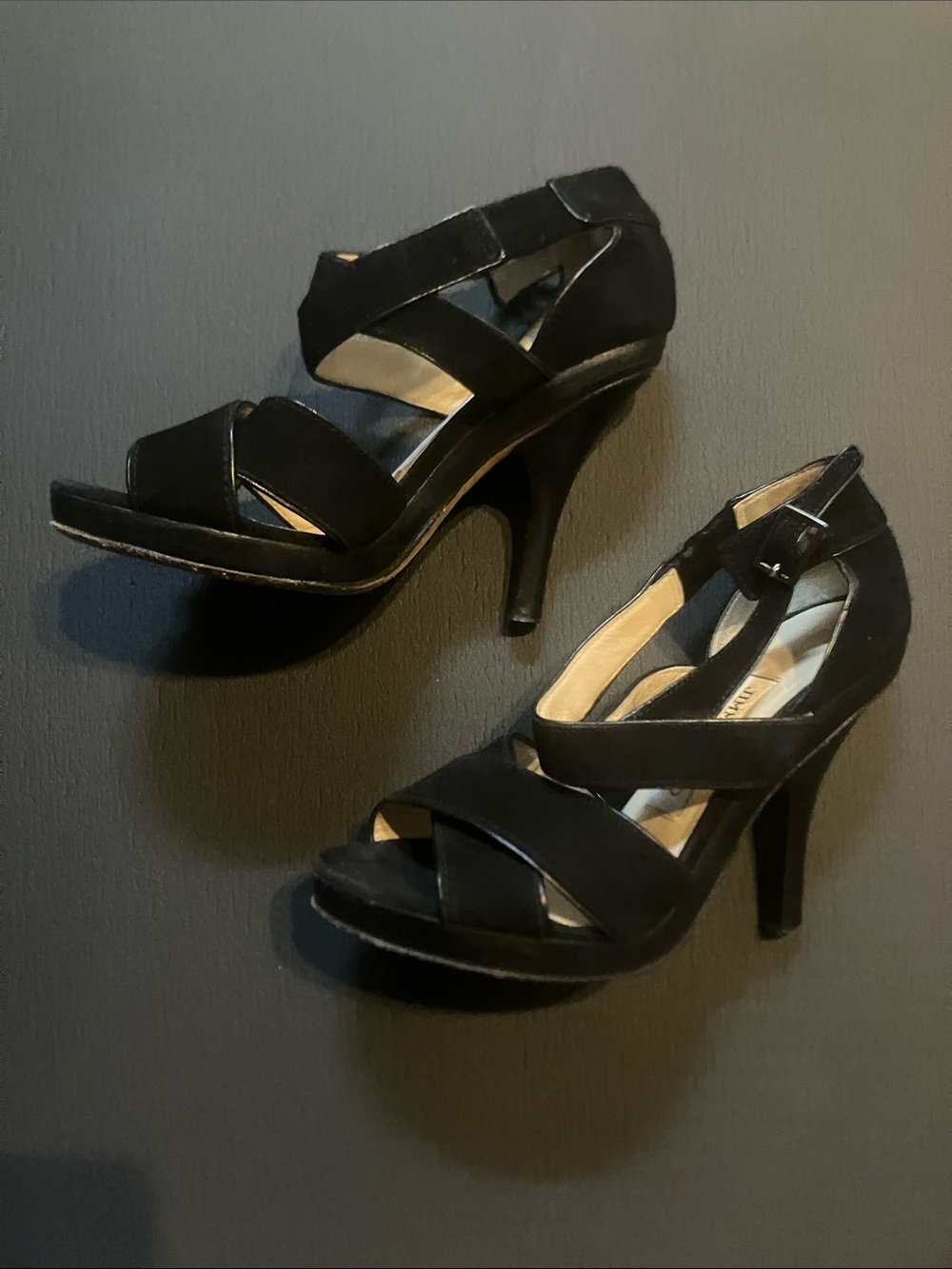 Jimmy Choo Black Leather Crisscross Ankle-Strap Heels